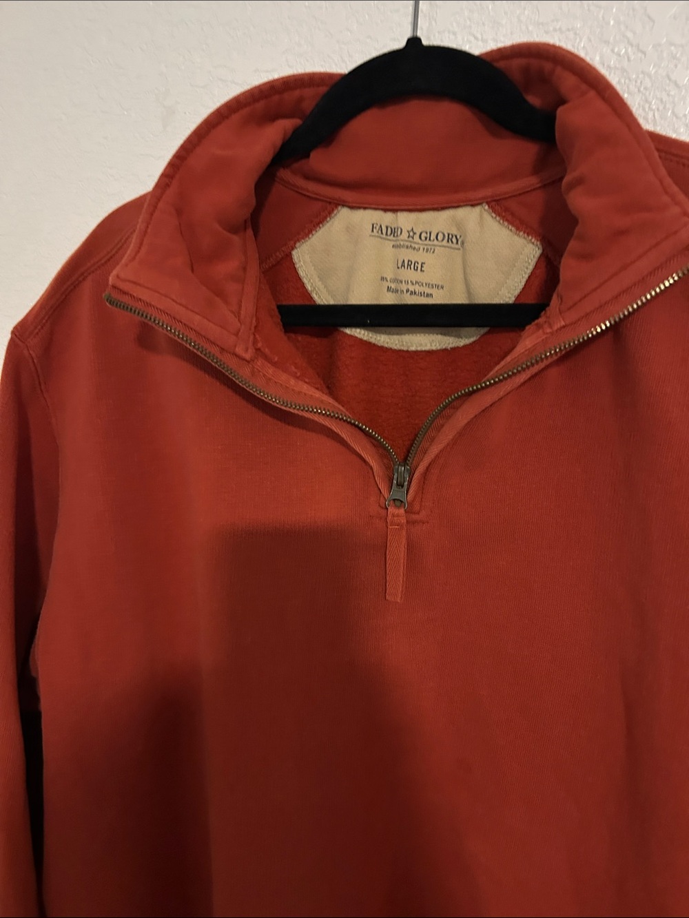 Faded Glory Men's Quarter-Zip Pullover Sweater in Rust Orange